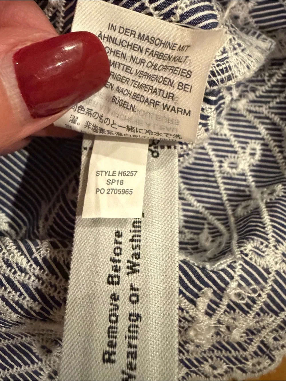 J.Crew Blue White Striped Embroidered Bell Sleeve Blouse XS